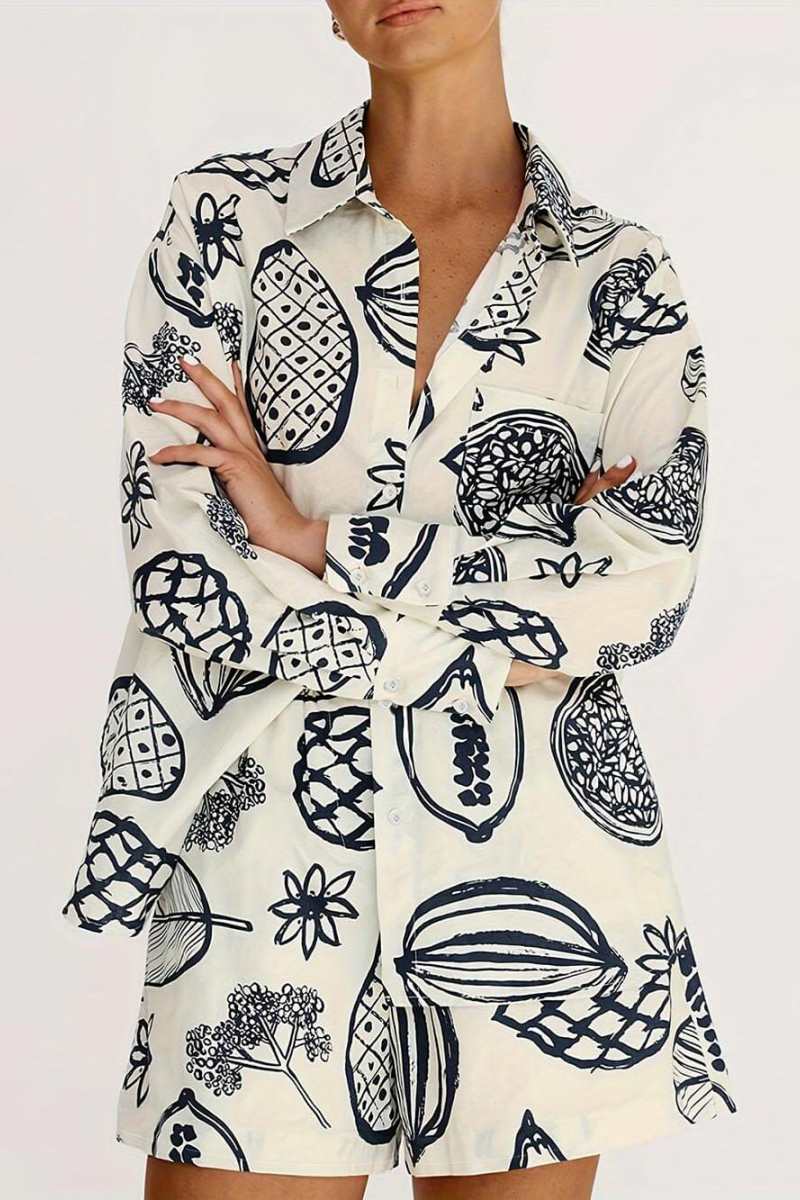 Ensemble chemise et short ample imprimé fruits d'été