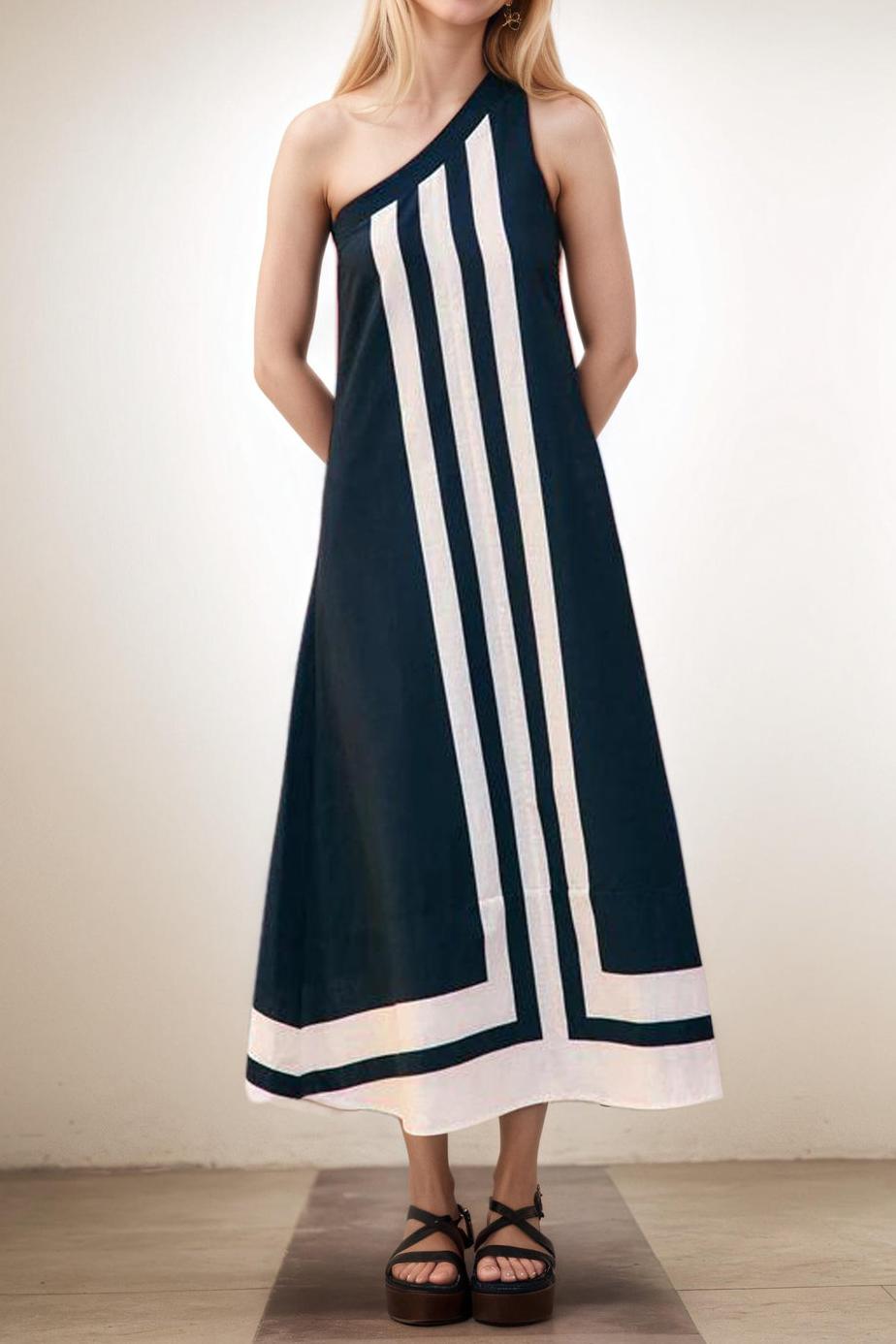 Rochie midi cu decolteu asimetric