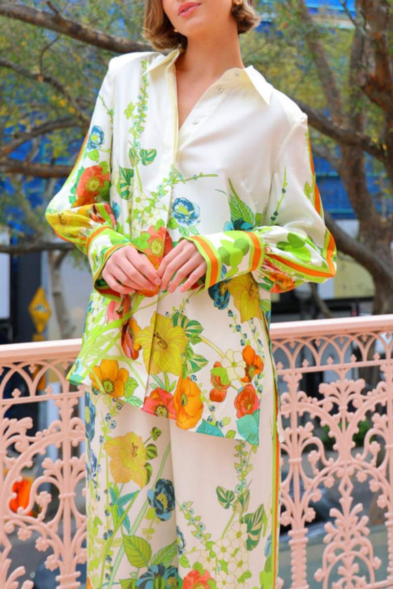 टेलर्ड सिल्हूट फ्लोरल प्रिंट पैंट सेट