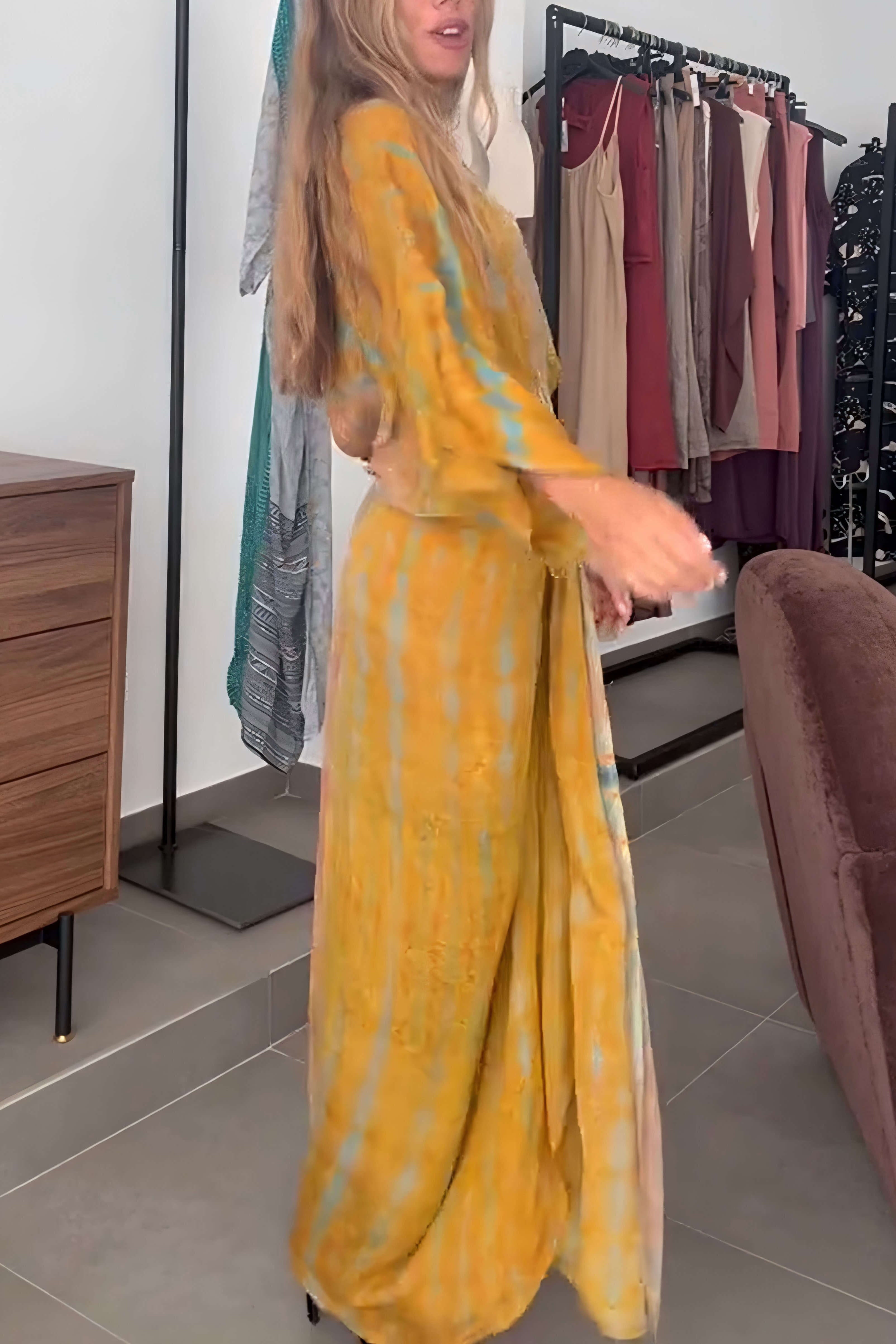 Kimono-Style Printed Dress