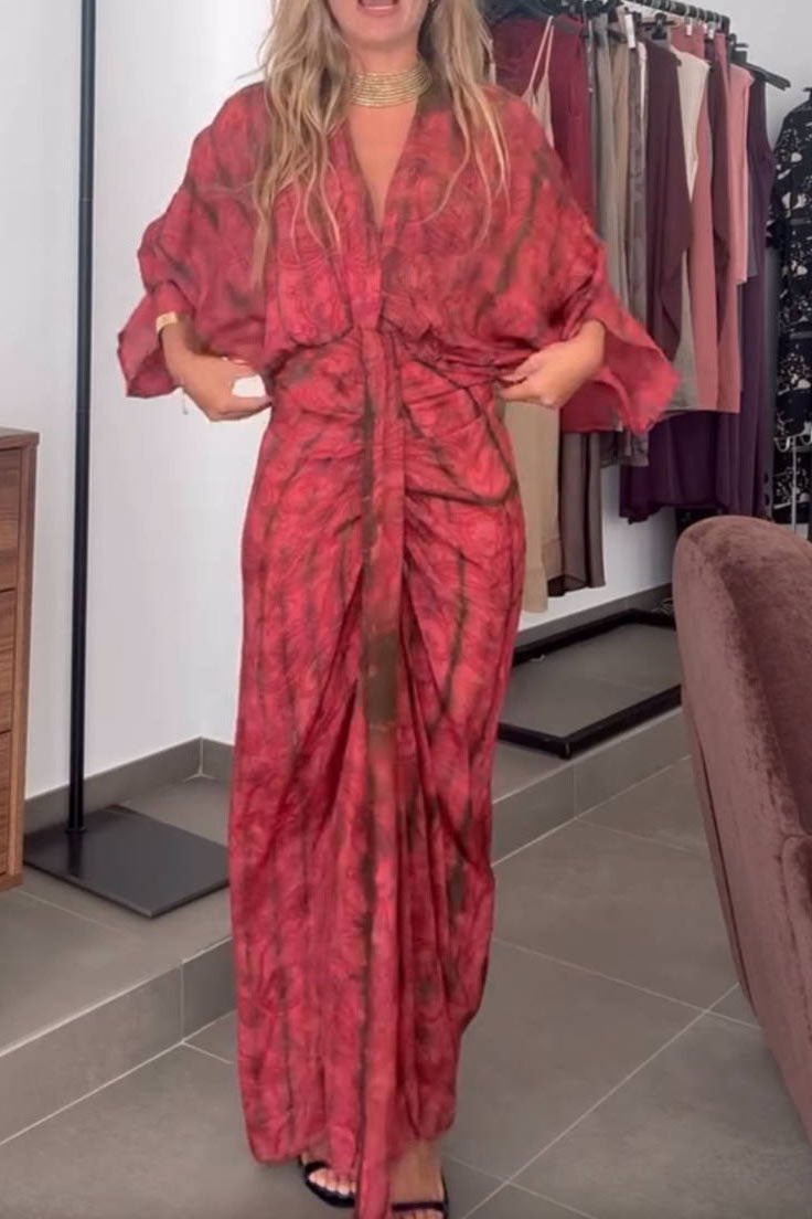 Kimono-Style Printed Dress