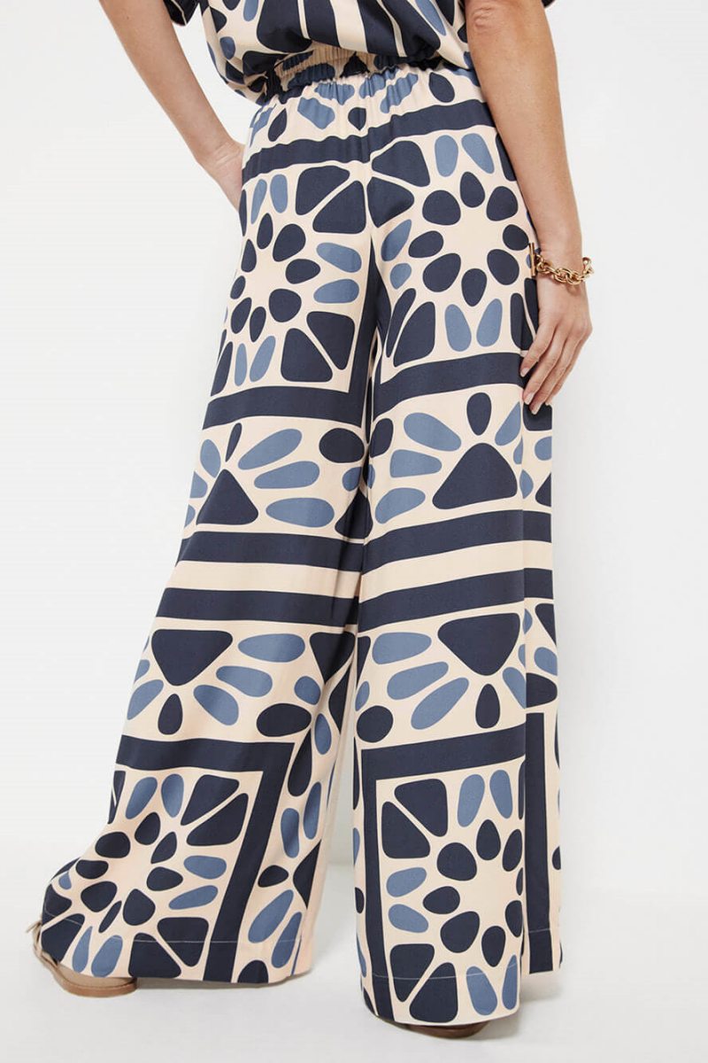 Style de vacances d'été Pantalon ample à taille élastique avec imprimé ethnique unique - Ensemble