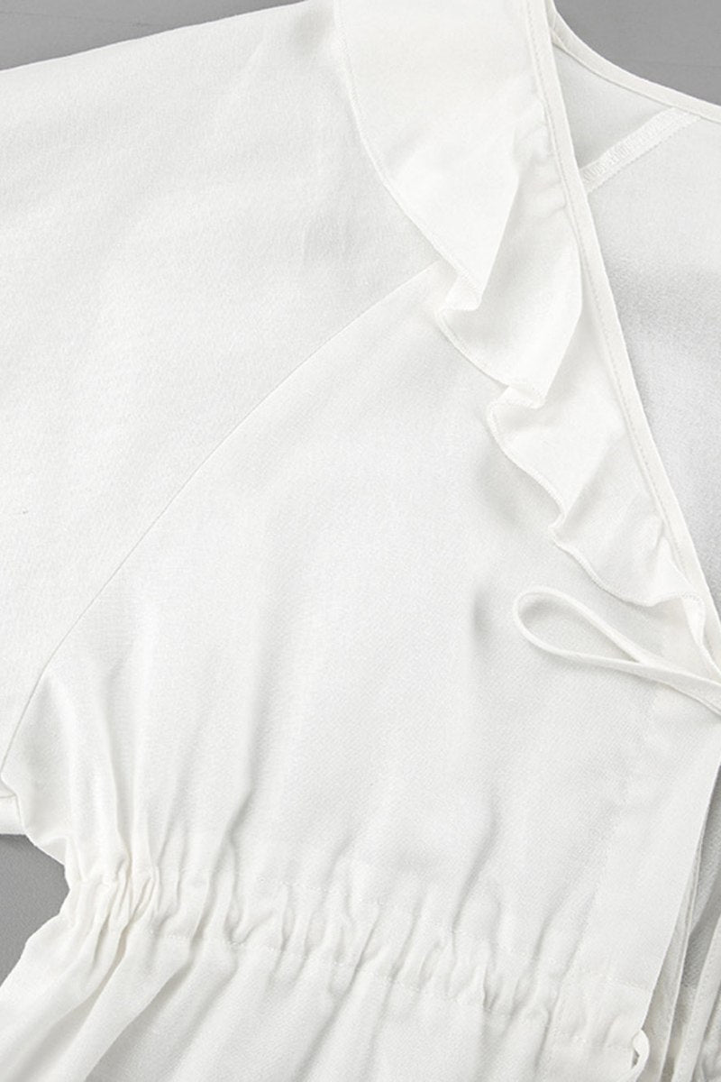 Långärmade shorts med volanger med snörning