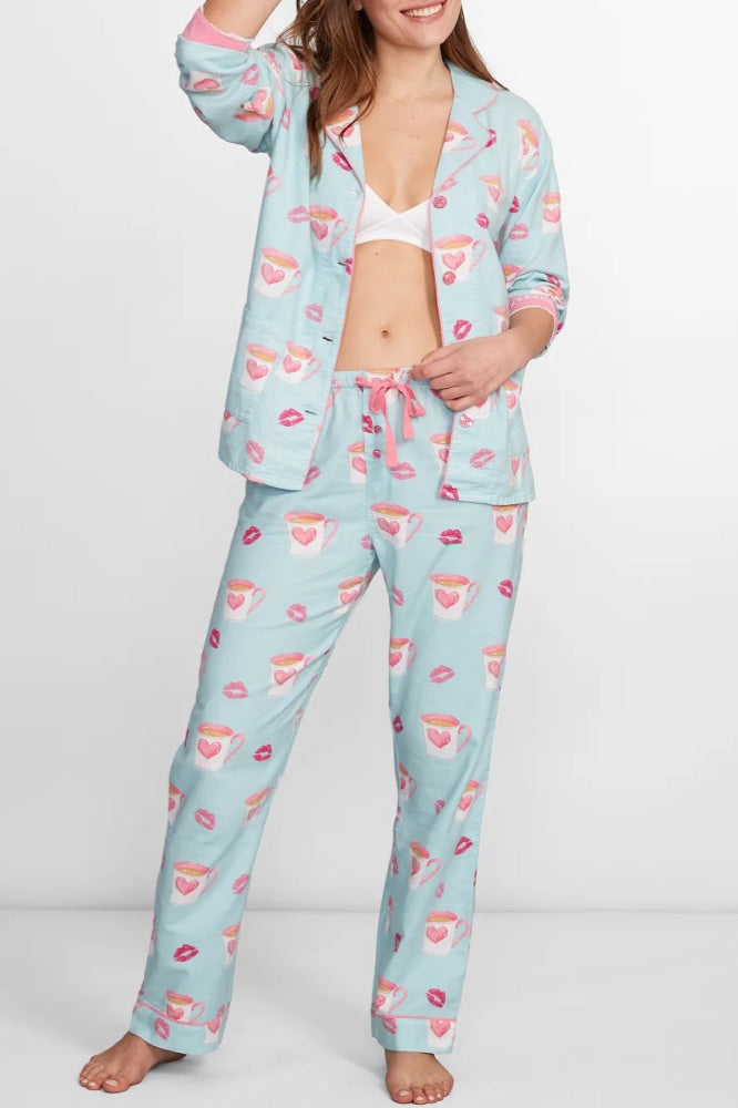 Heart and Lip Print Pajama Set