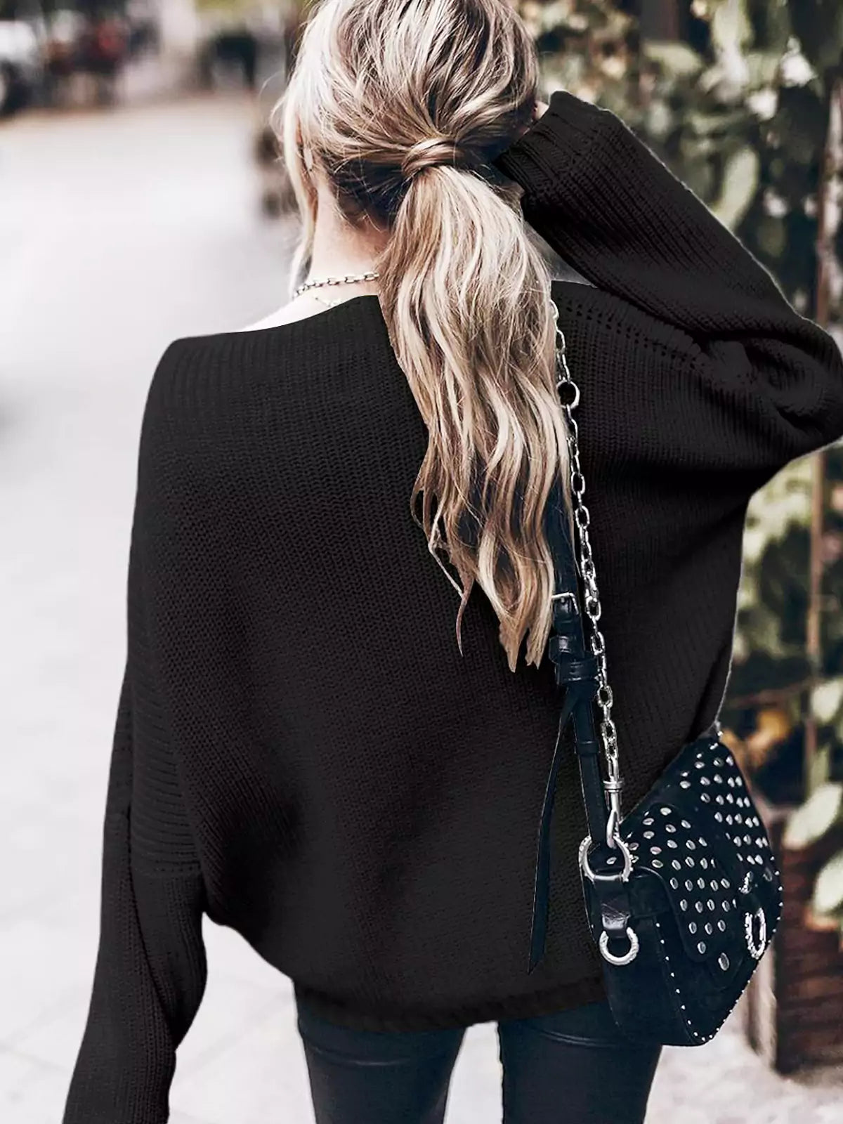 Oversized pletený svetr Batwing a nařasená minisukně