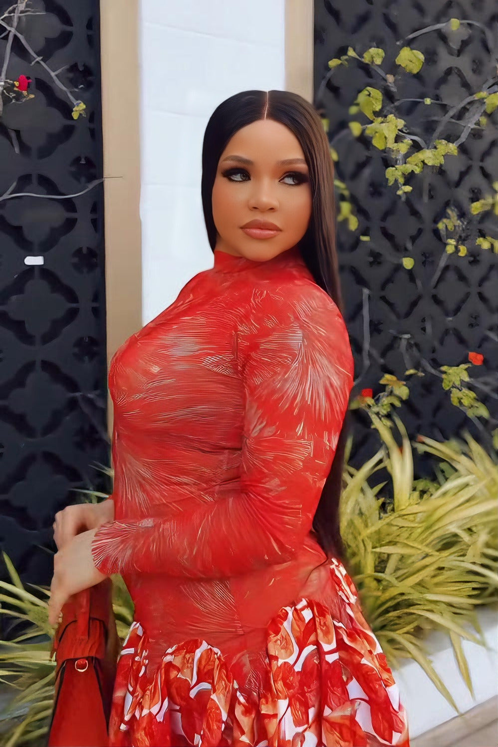 Sapphire Bloom Mesh Maxi Dress