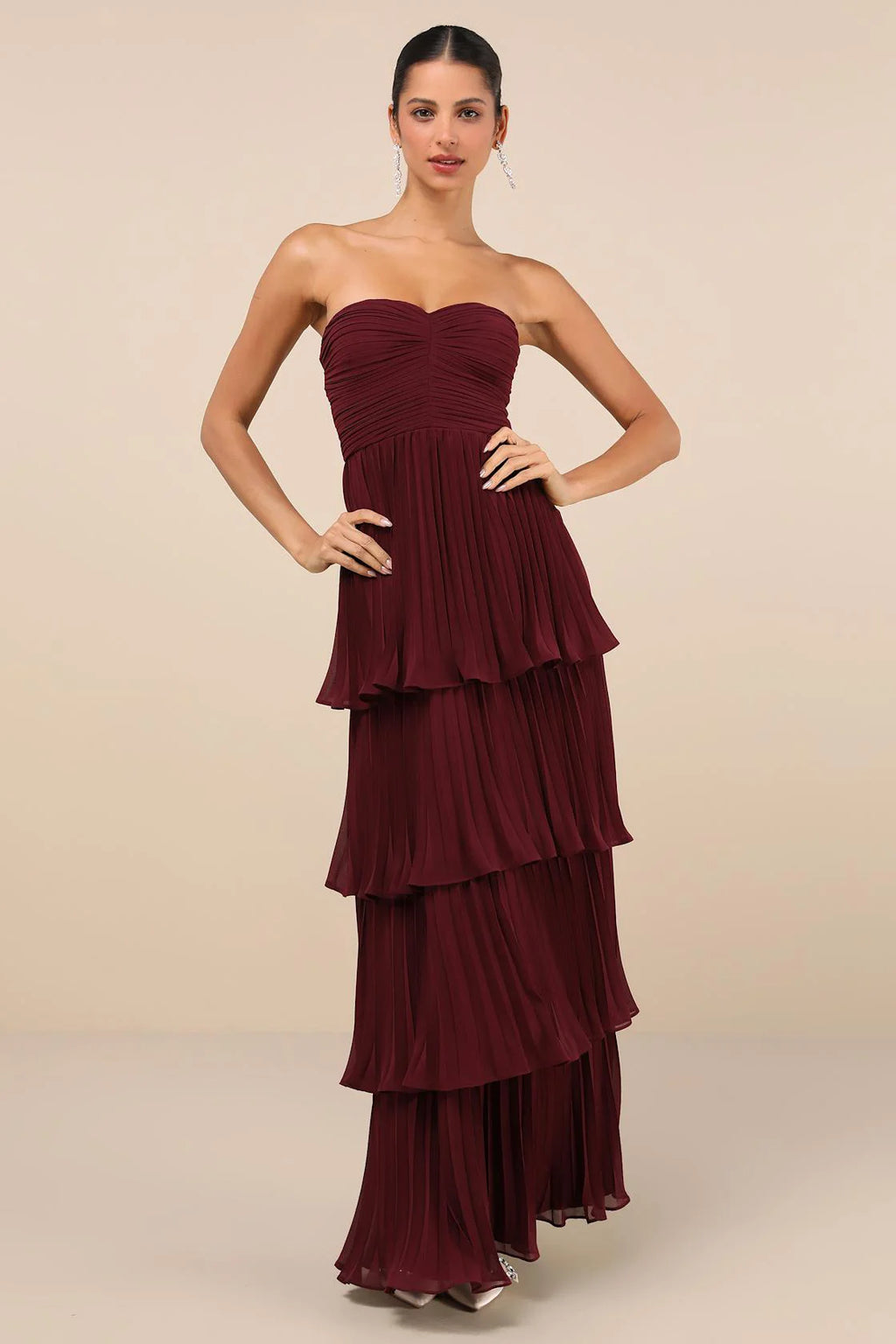 Plum Purple Strapless Tiered Maxi Dress Plum Purple Strapless Tiered Maxi Dress