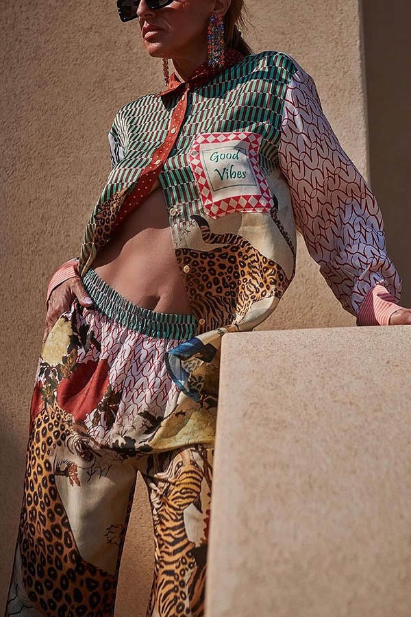 표범 무늬 캐주얼 세트