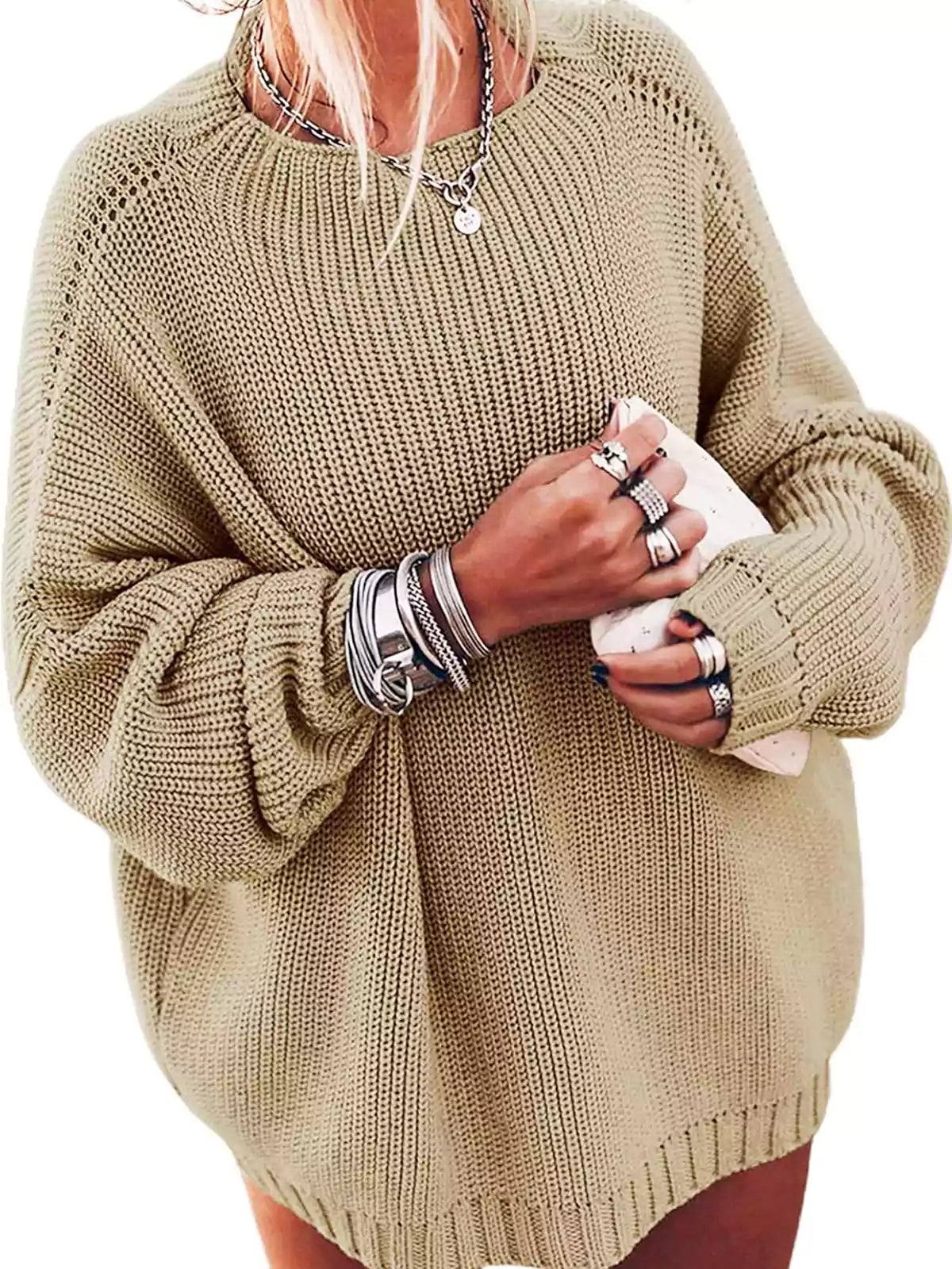 Oversized pletený svetr Batwing a nařasená minisukně