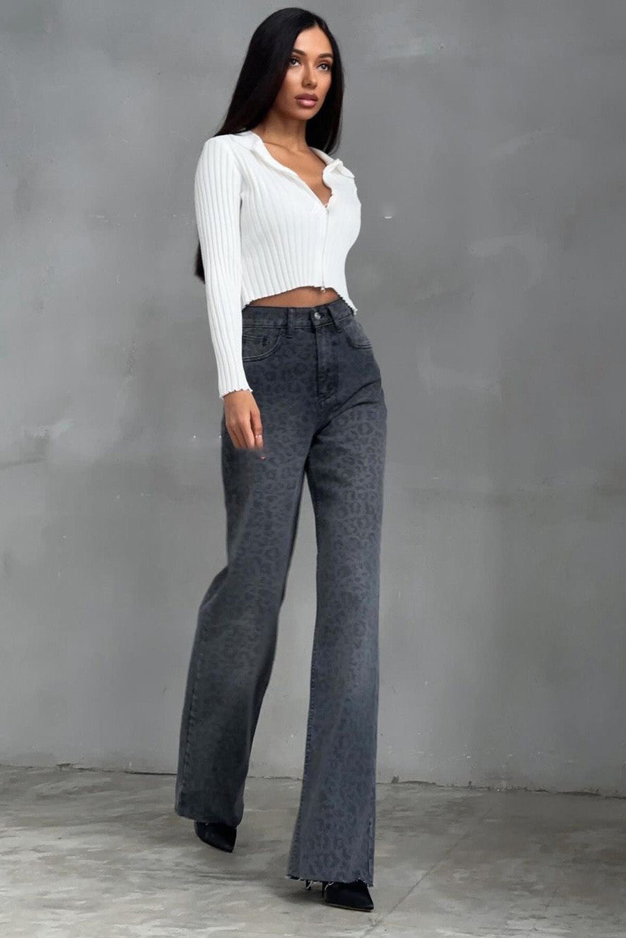 Leopard High-Waisted Jeans