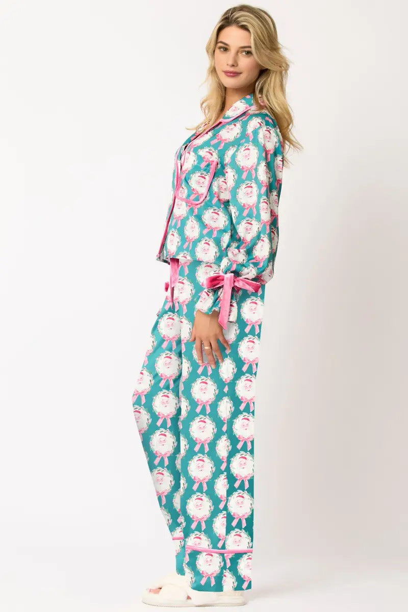 Set de pijamale lungi cu personaje de Crăciun