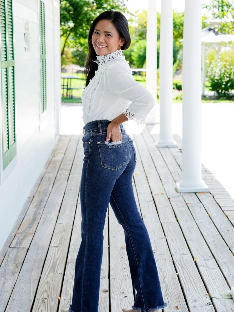 Vintage Skinny-Jeans mat onferaarbechtem Saum
