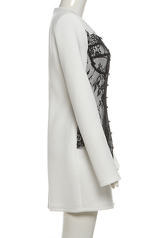 Edgy Lace Bodycon Mini Blazer Dress