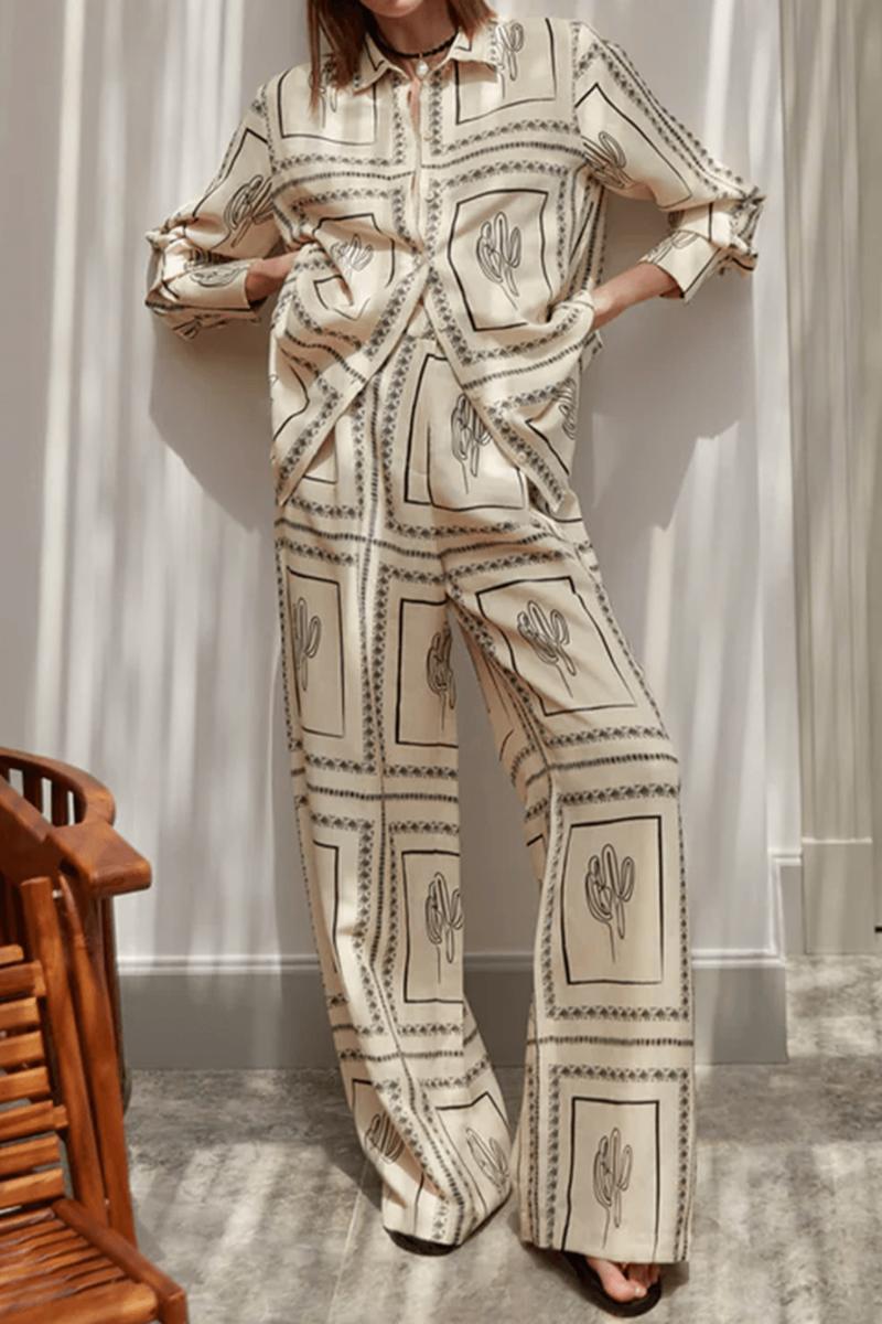 Soyut Geometrik Çizgi Baskı İki Parçalı Set