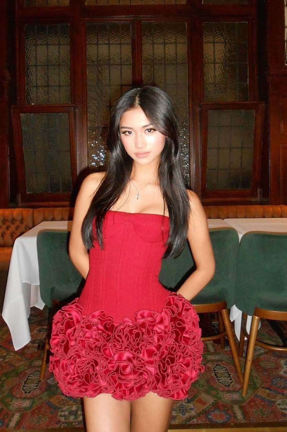 Röd 3D Flower Fåll Sexig Spets-Up Off-Soulder Mini Klänning