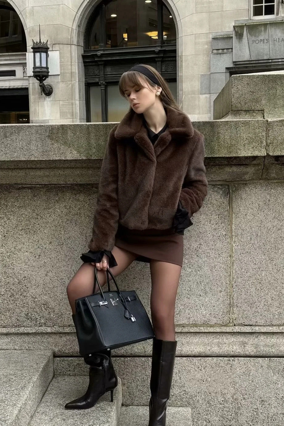 Cocoa Tone Plush Lapel Jacket