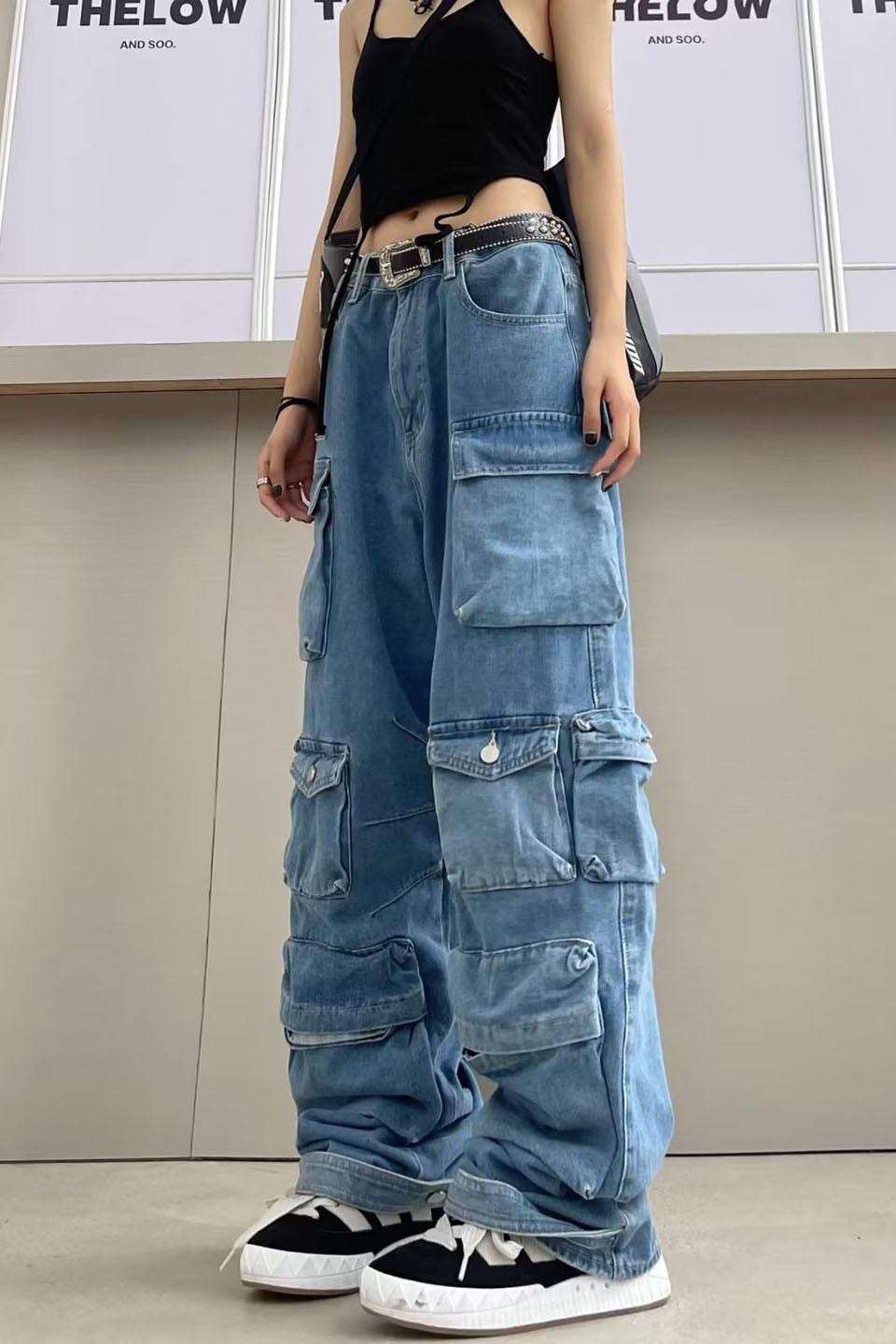 Açık Yıkama Fermuarlı Kot Pantolon