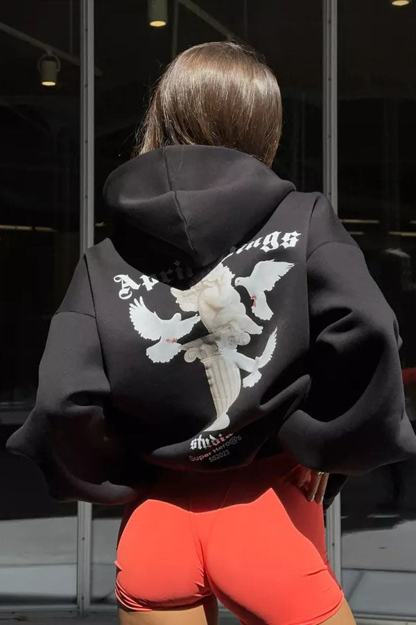 Angel Wings Print Hoodie