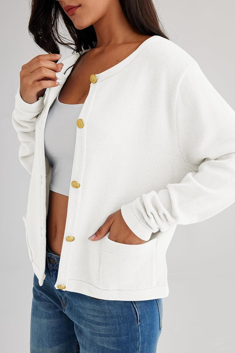 Casual Dagelijks Effen kleur Zakknopen O-hals Bovenkleding (3 kleuren)