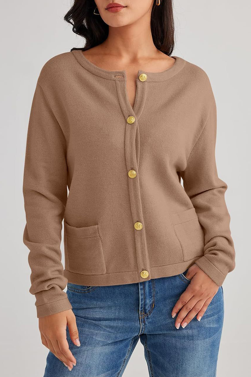 Casual Dagelijks Effen kleur Zakknopen O-hals Bovenkleding (3 kleuren)