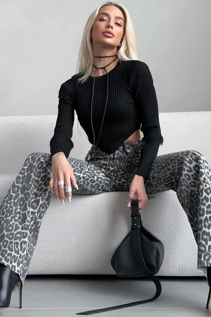 Leopard High-Waisted Jeans