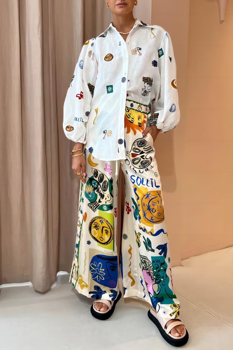 قميص بأكمام فانوس الكتابة على الجدران شخصية