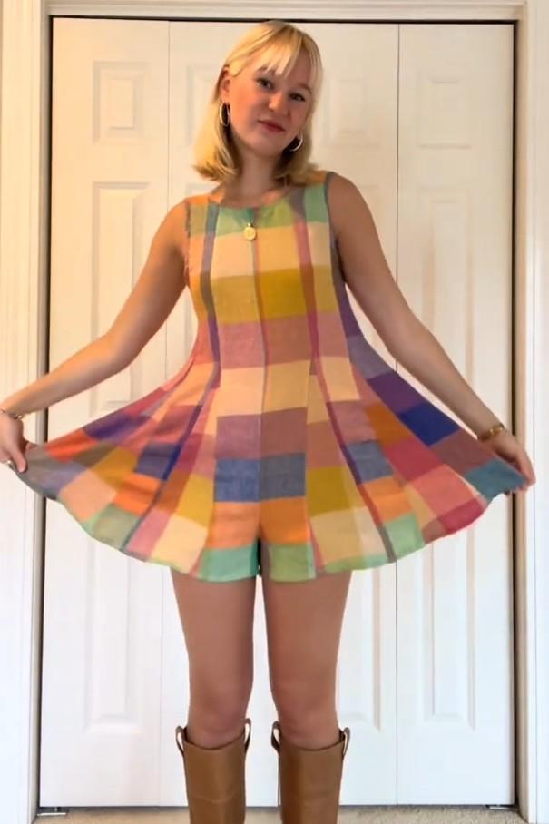 Vibrant Patchwork Grid Sleeveless Jumpsuit
