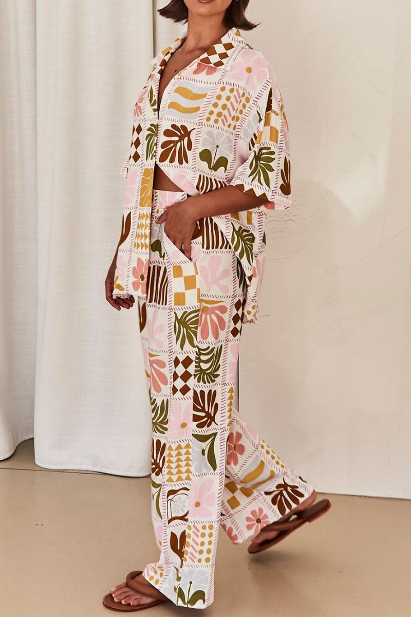 Κομψό Χαλαρό Μοναδικό Σετ Δύο Τεμαχίων με Σχέδιο