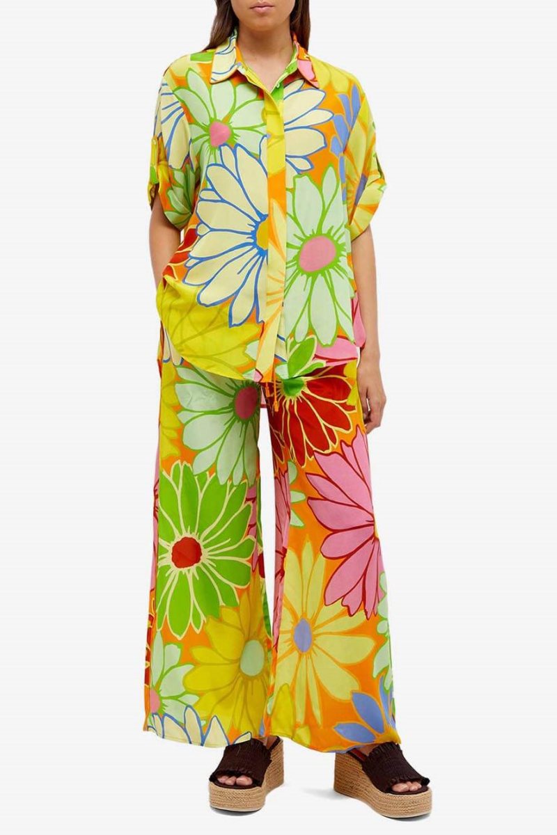 Ensemble pantalon large ample à imprimé floral mode