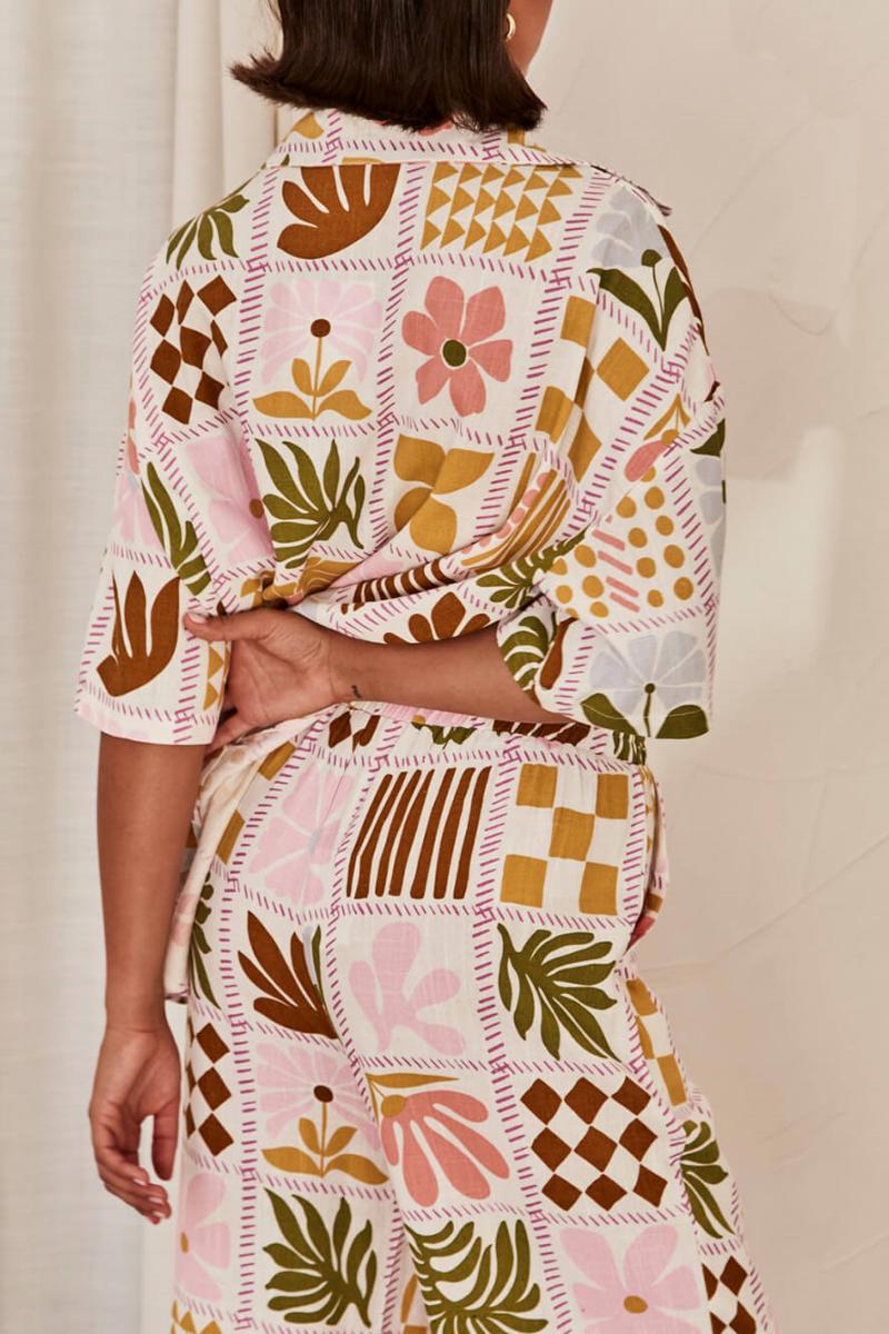 Κομψό Χαλαρό Μοναδικό Σετ Δύο Τεμαχίων με Σχέδιο