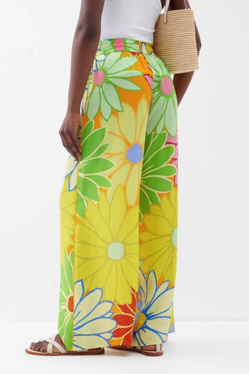 Ensemble pantalon large ample à imprimé floral mode