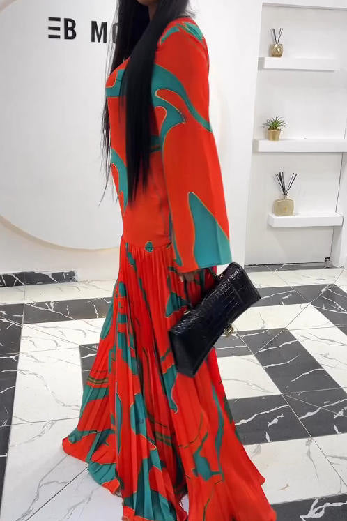 שמלת מקסי זהב חמניות עם קפלים