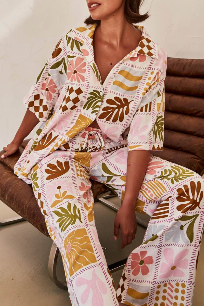 Κομψό Χαλαρό Μοναδικό Σετ Δύο Τεμαχίων με Σχέδιο