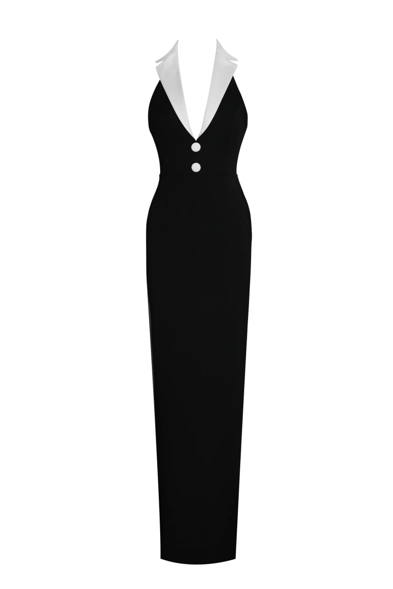 Raelyn Black And White Business Casual Maxi Dress