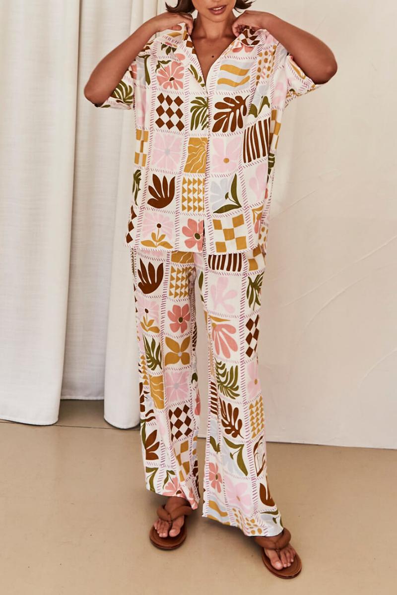 Κομψό Χαλαρό Μοναδικό Σετ Δύο Τεμαχίων με Σχέδιο