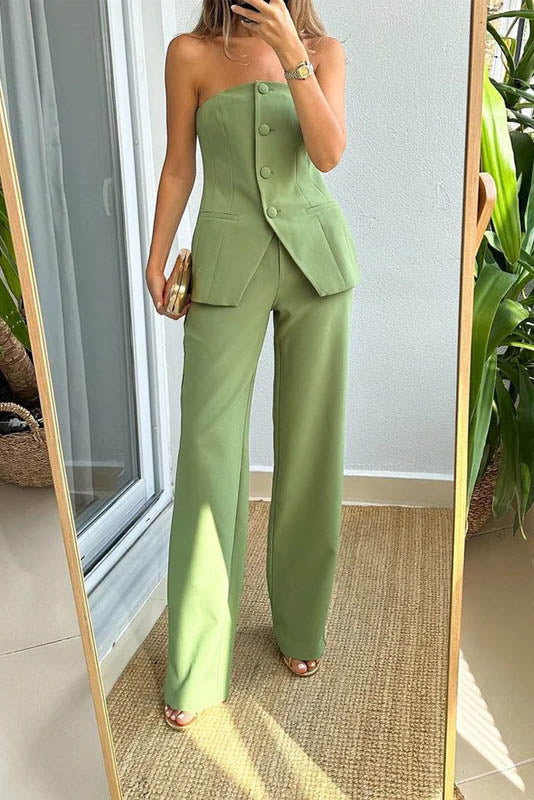 Commute Style Blazer Tube Top Set