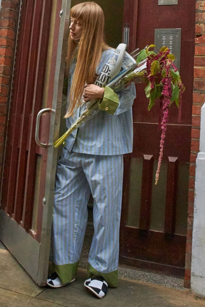 Set de pijamale cu dungi și blocuri de culoare