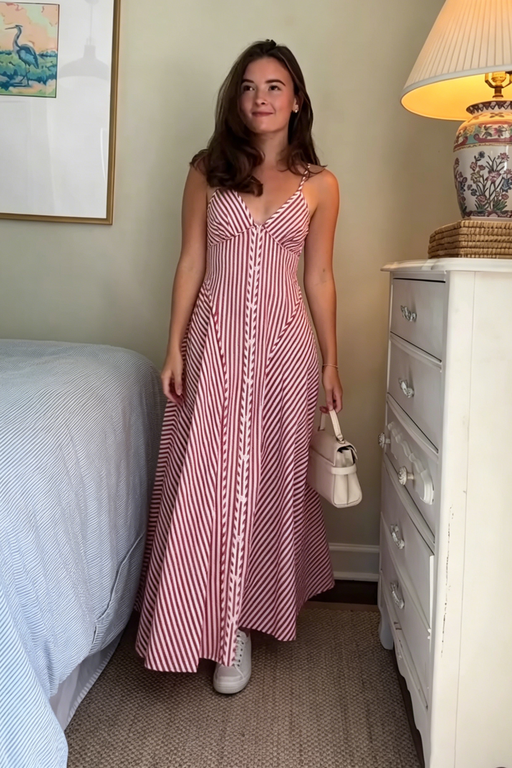 Sandfaarweg geblomt schëllerfräit Maxi-Kleed