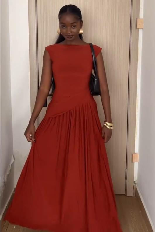 Γλυκό Πορτοκαλί Μακρύ Φόρεμα