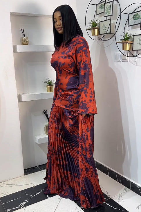 Vintage Red-Purple Art Maxi Dress