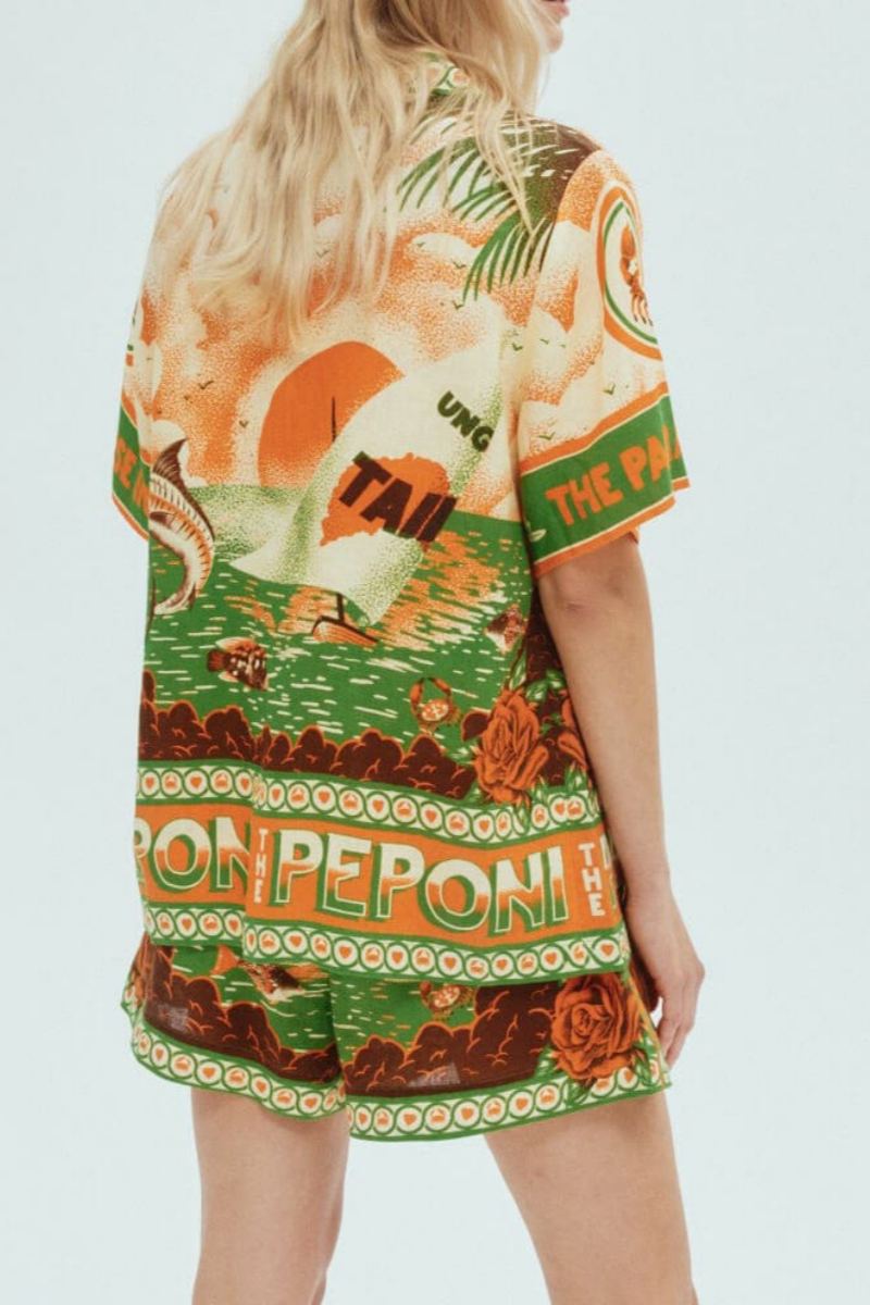 Μοναδικό Τυπωμένο Σετ Δύο Τεμαχίων με Σορτς Τυπωμένα για Ηλιόλουστο Απόγευμα