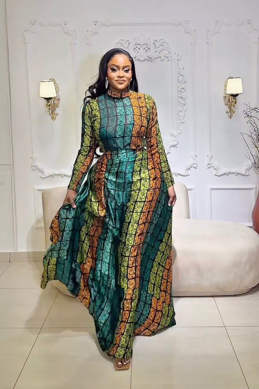 Emerald Kente Royalty Skirt Set