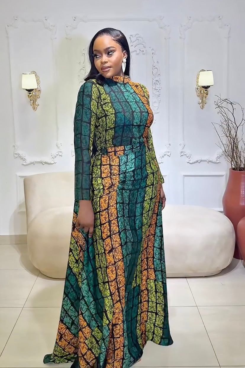 Emerald Kente Royalty Skirt Set
