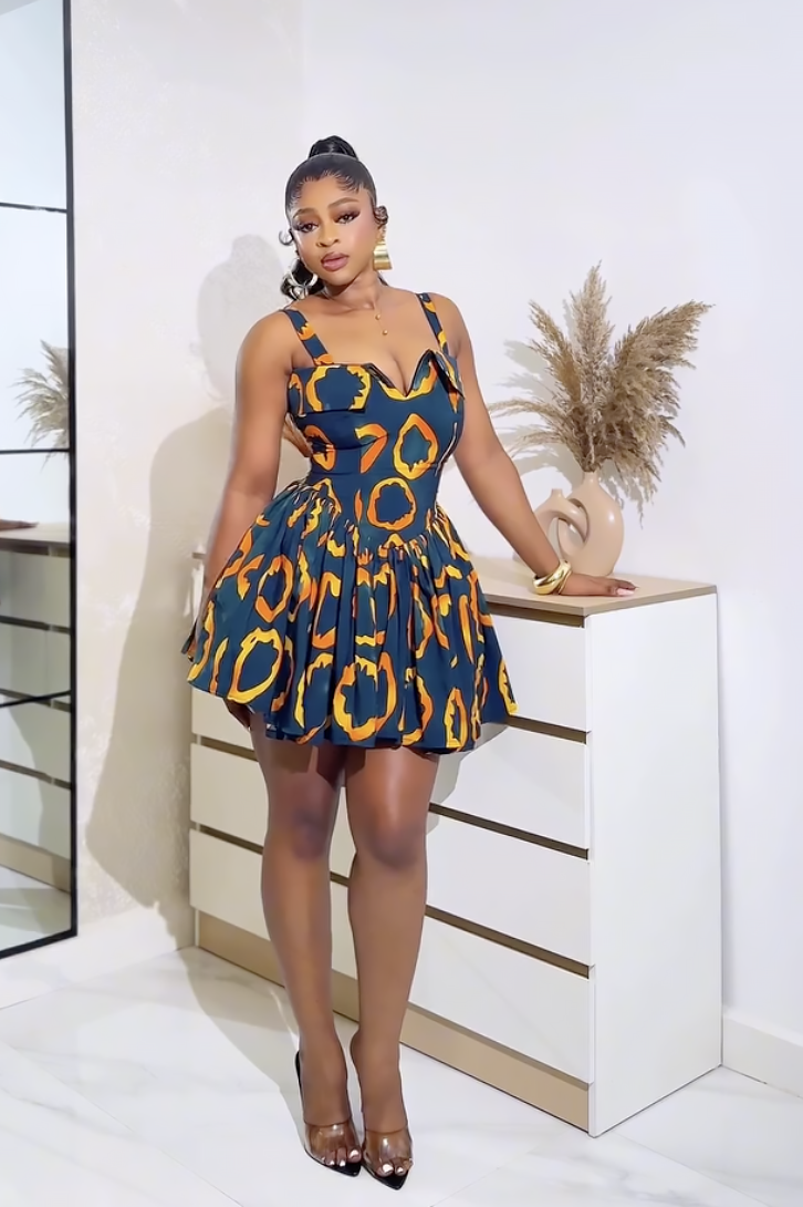 Flame Bloom Mini Dress