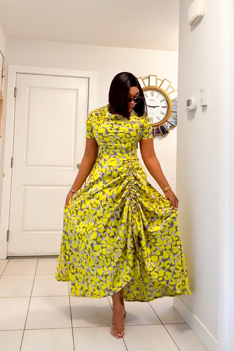 Neon Drape Floral Print Maxi Dress