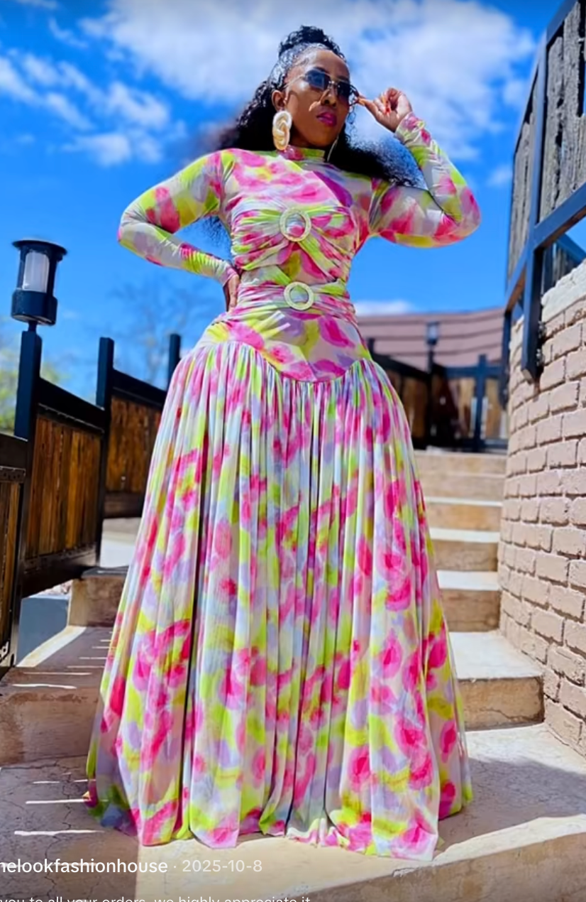 Pastell Mirage Mesh Maxikjole