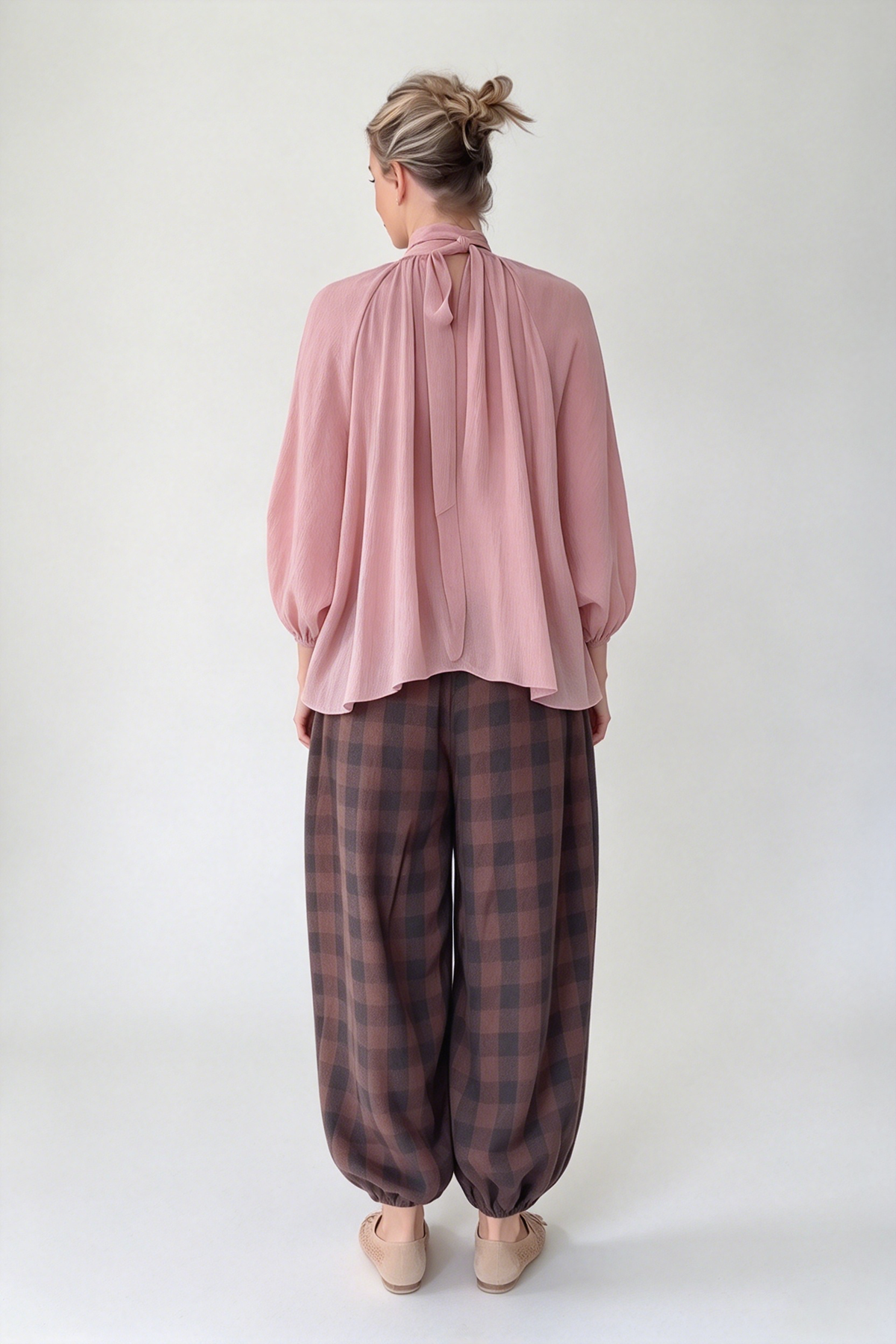 Vintage Relaxed Plaid Harem Pants