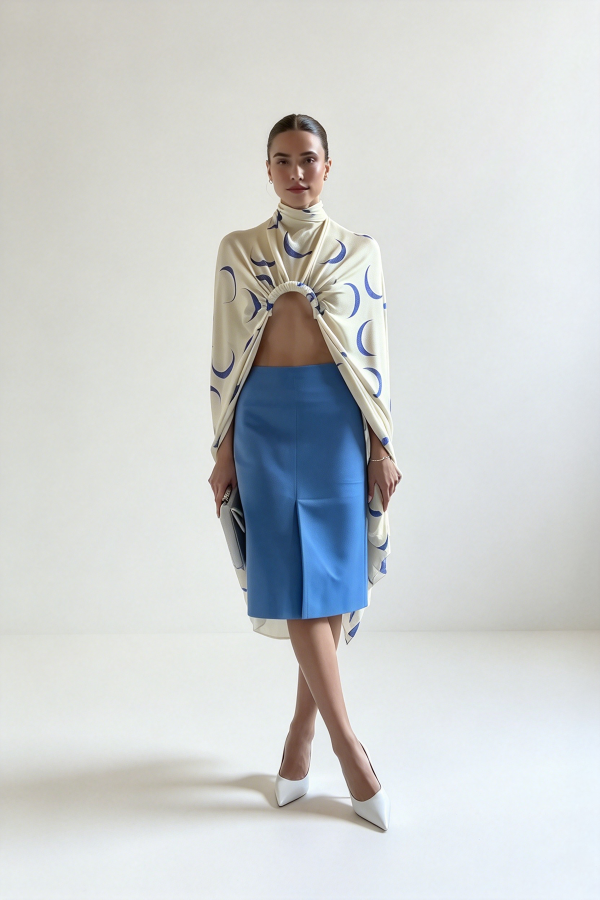 Moon Print Open-Back Cape Cover-Up