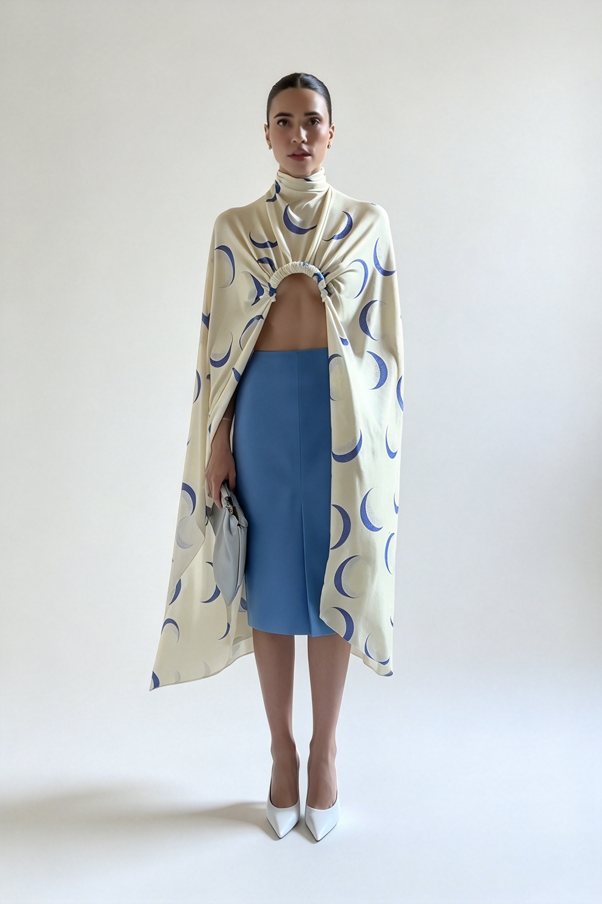 Moon Print Open-Back Cape Cover-Up
