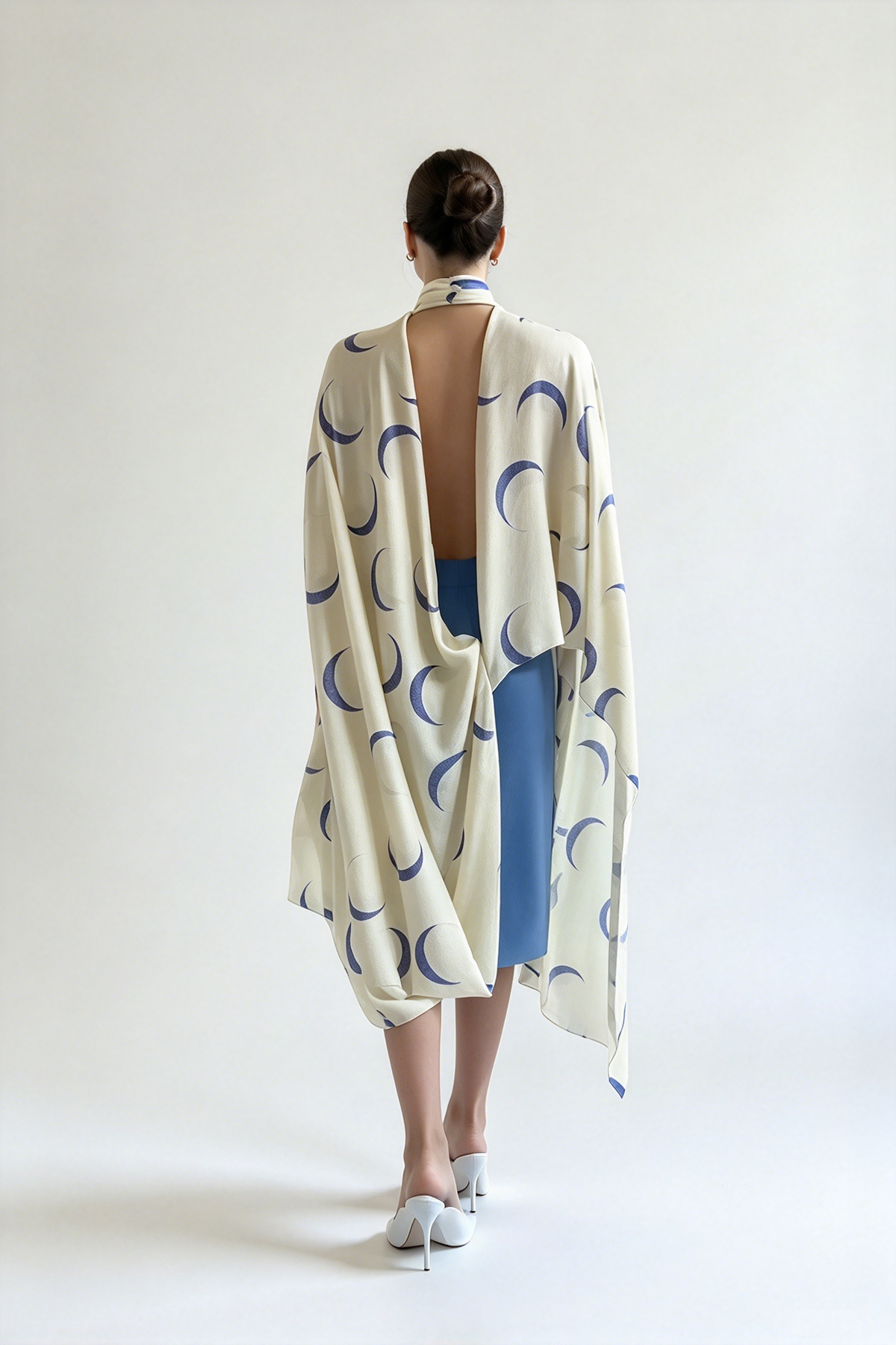Moon Print Open-Back Cape Cover-Up